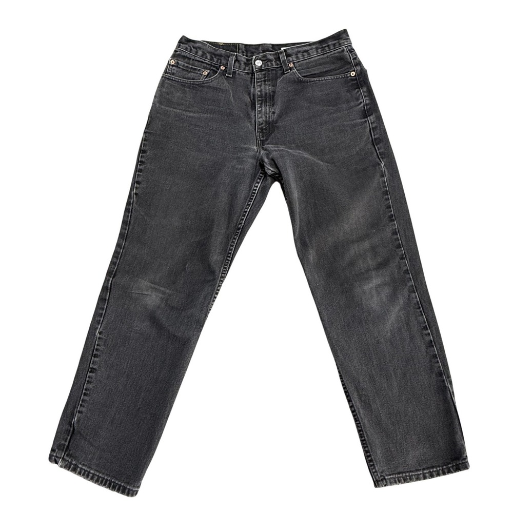 02 Vintage Levis 550 Jeans Mens 34x30 Gray Charcoal Denim Relaxed Black Wing USA